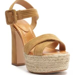 SCHUTZ Blisse Platform Sandals in Nude Carmel Size 6